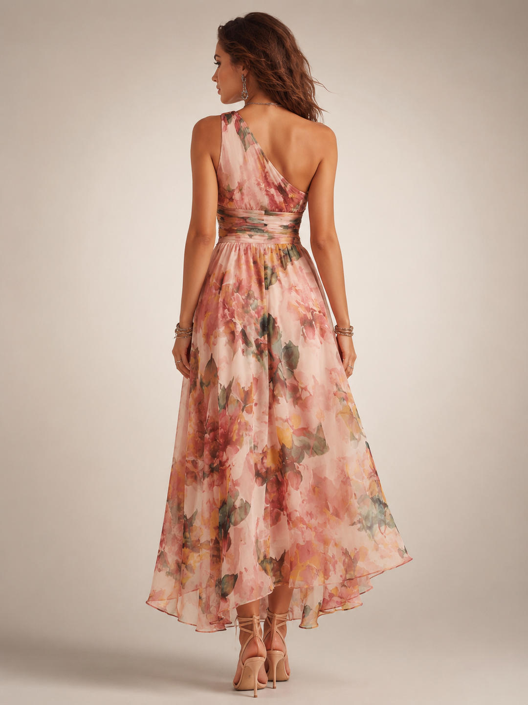 Editha | One-Shoulder Maxikleid mit Blumenprint