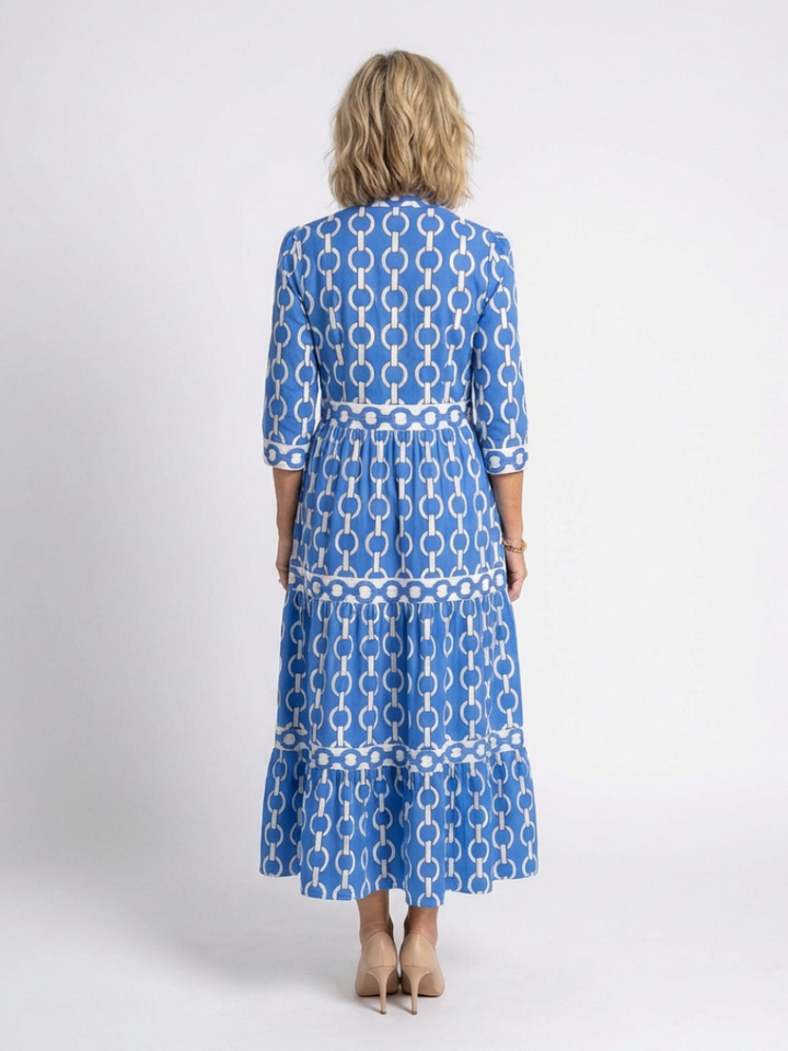 Ella | Midi-jurk met kettingpatroon