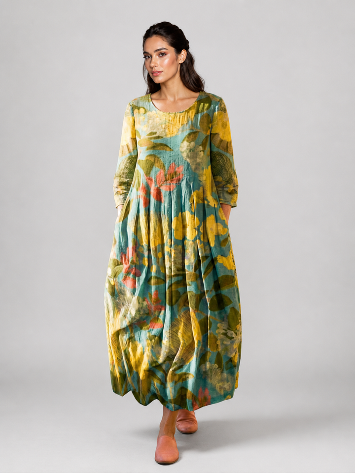 Heike | Kleid aus bemalter Leinwand