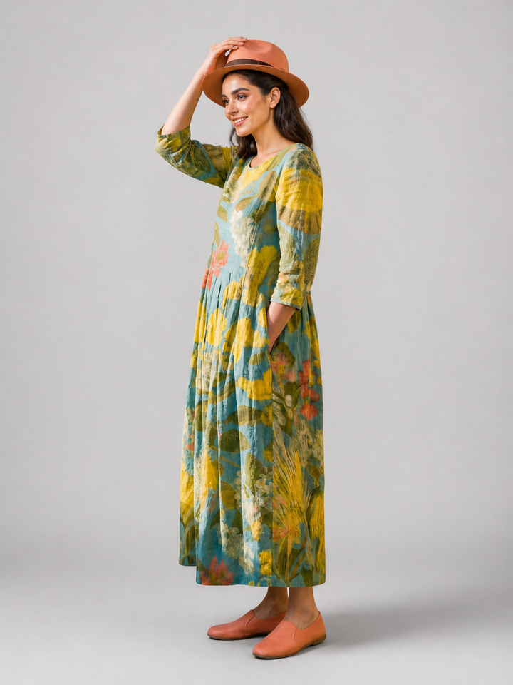 Heike | Kleid aus bemalter Leinwand