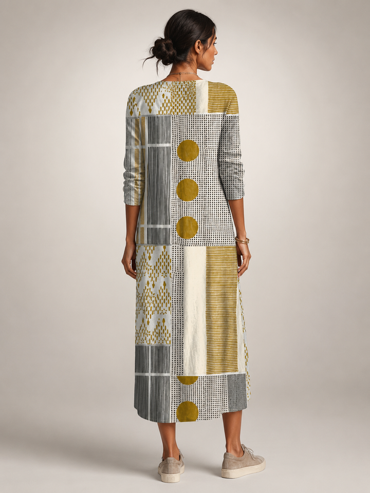 Christel | Boho-Maxikleid mit Patchwork-Print