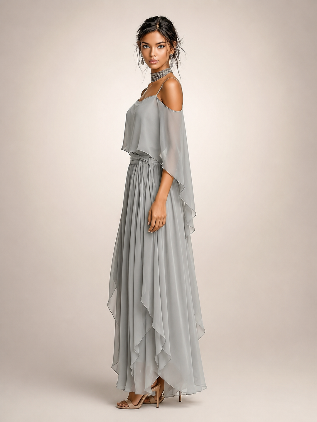 Felicitas | Elegantes Chiffon-Set mit Cold-Shoulder-Detail