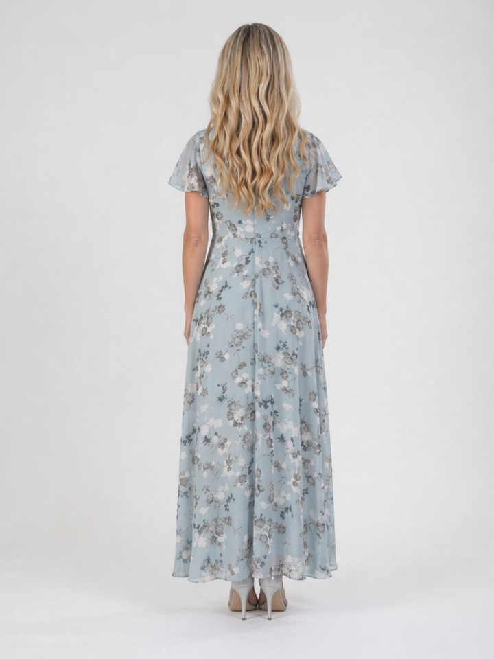 Amelie | Bloemenchiffon maxi-jurk