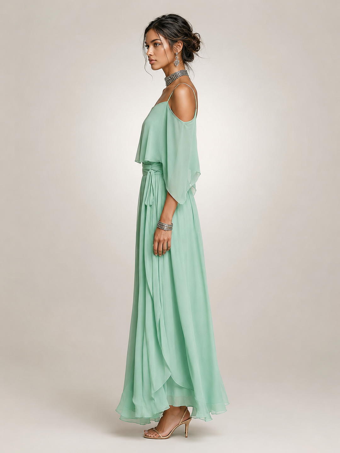 Felicitas | Elegantes Chiffon-Set mit Cold-Shoulder-Detail