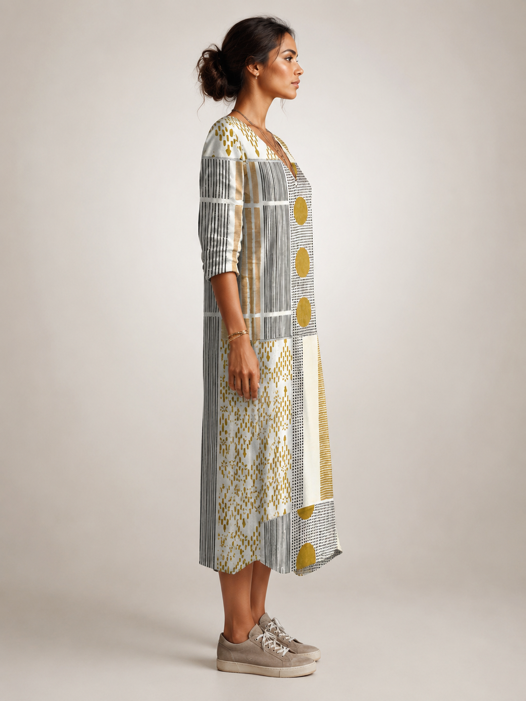 Christel | Boho-Maxikleid mit Patchwork-Print