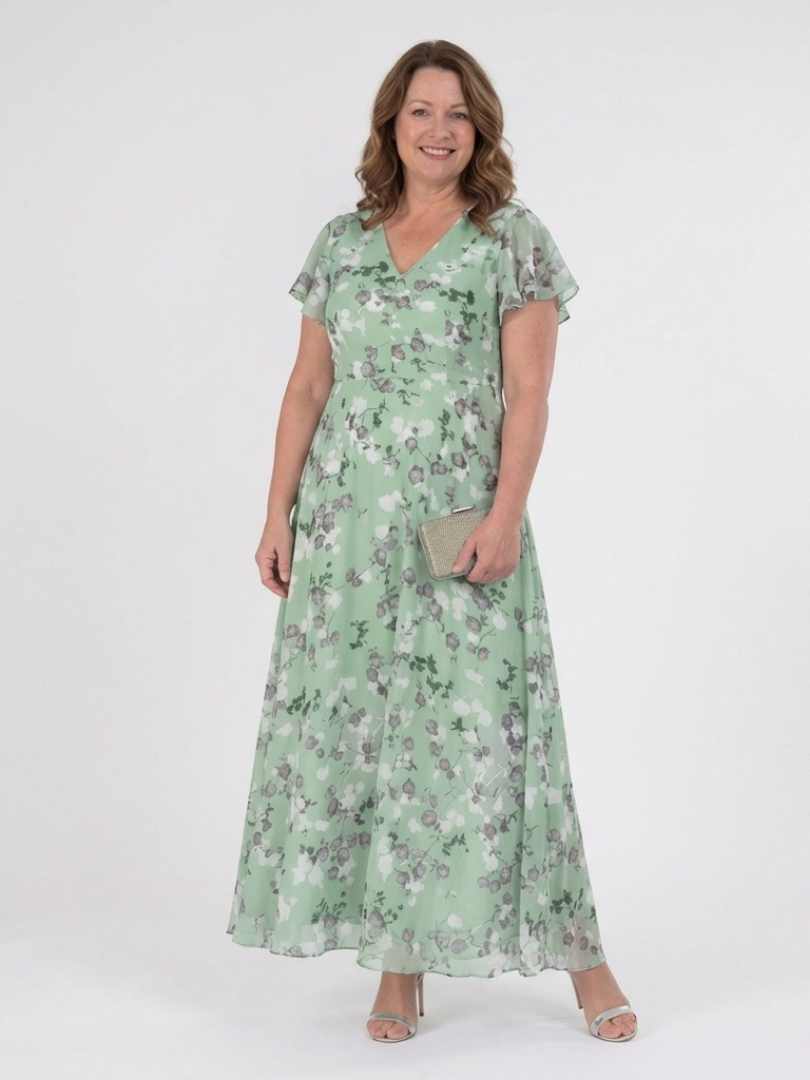 Amelie | Bloemenchiffon maxi-jurk