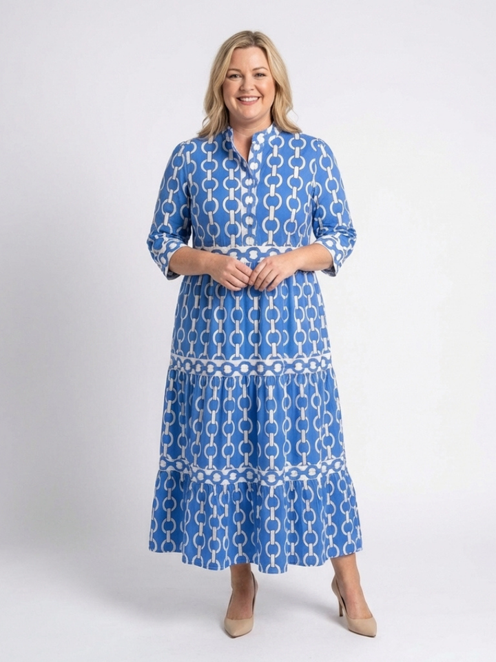 Ella | Midi-jurk met kettingpatroon