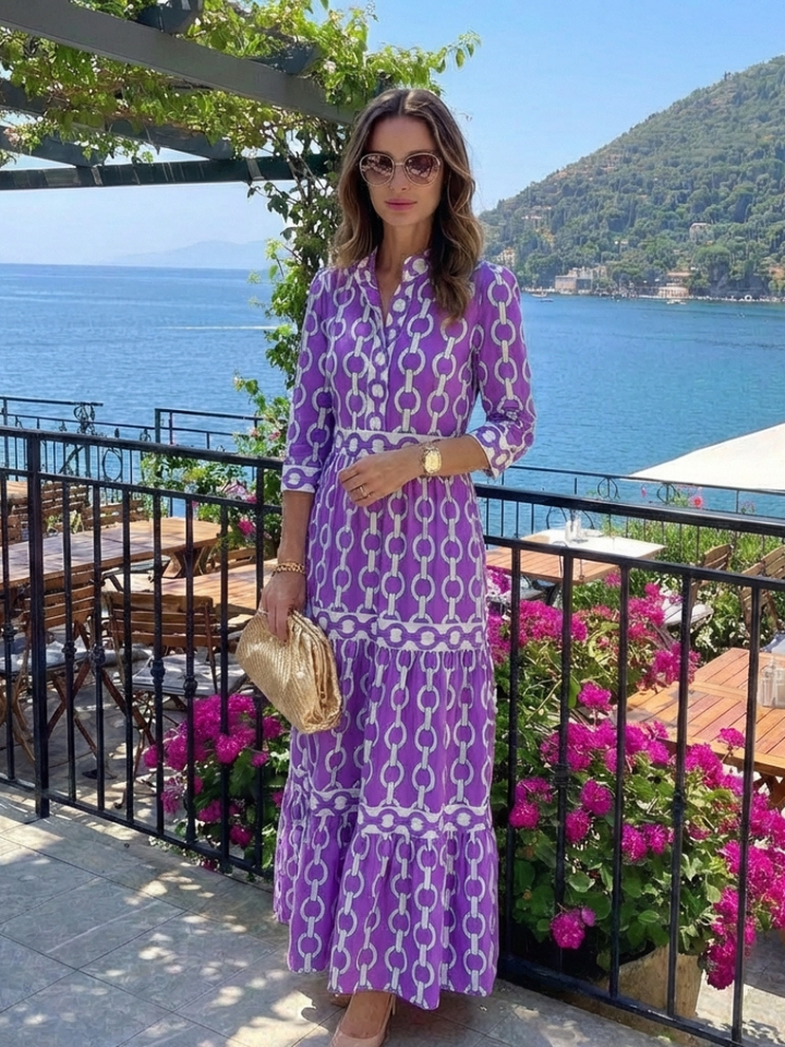 Ella | Midi-jurk met kettingpatroon
