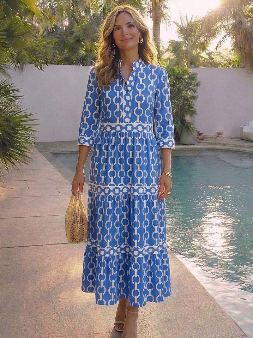 Ella | Midi-jurk met kettingpatroon
