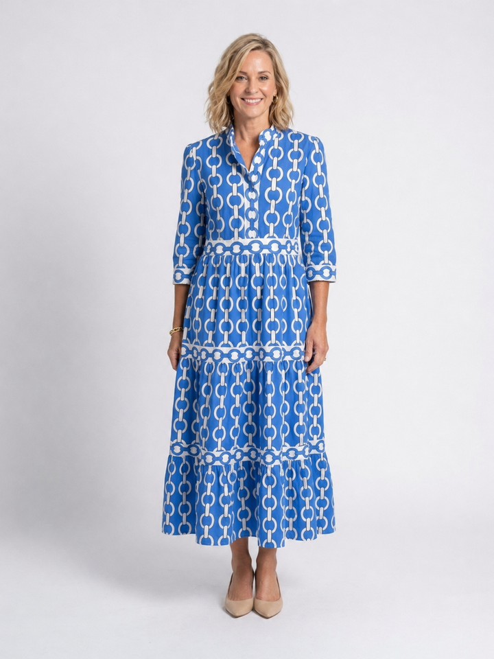 Ella | Midi-jurk met kettingpatroon