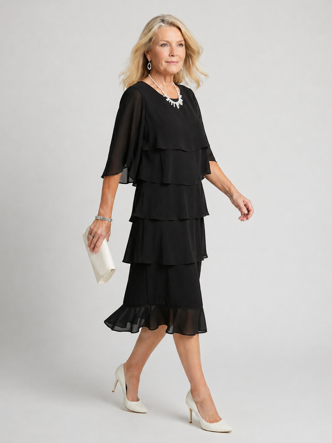 Clara | Midi-jurk met laagjeslook