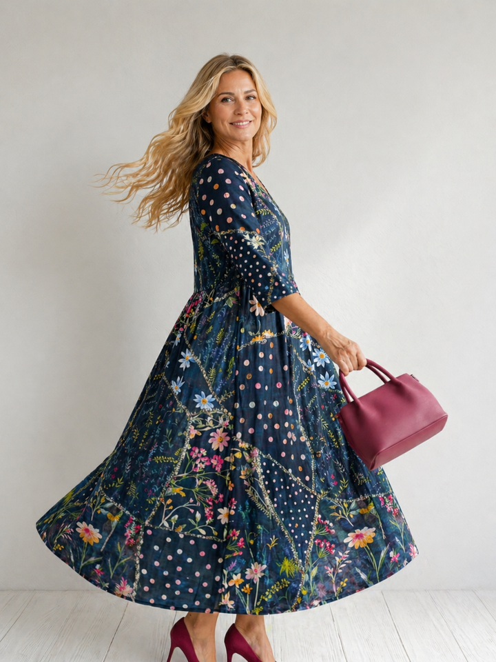 Johanna | Bloemen midi-jurk