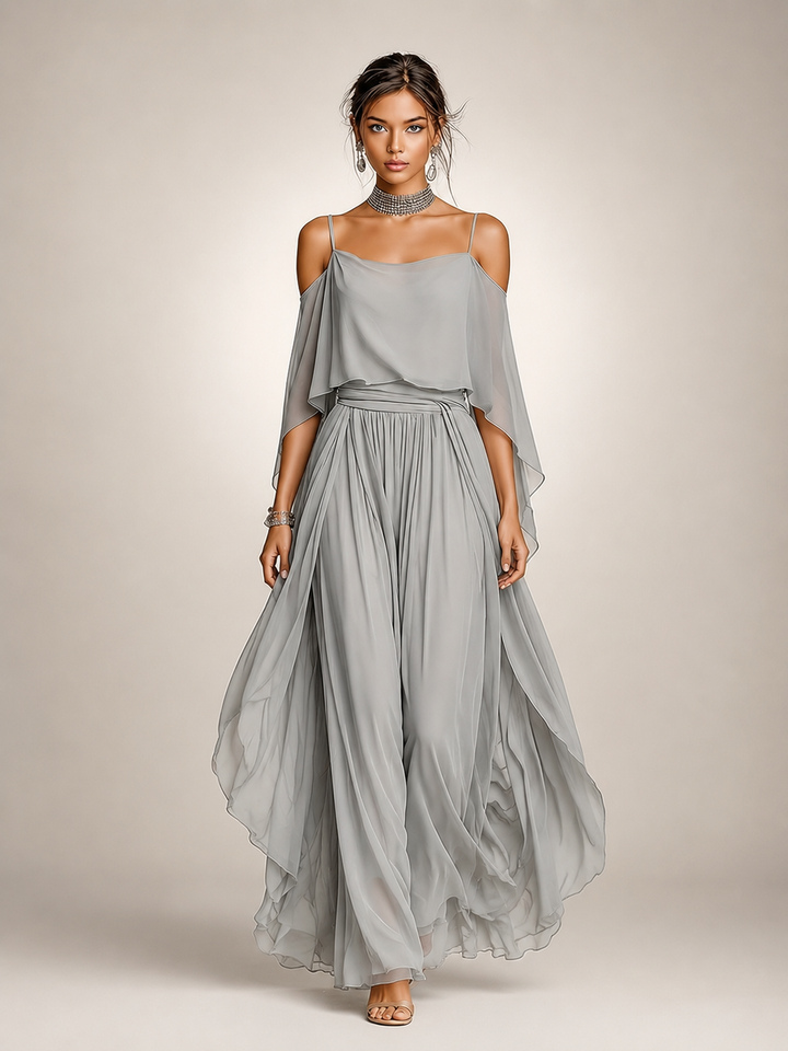 Felicitas | Elegantes Chiffon-Set mit Cold-Shoulder-Detail