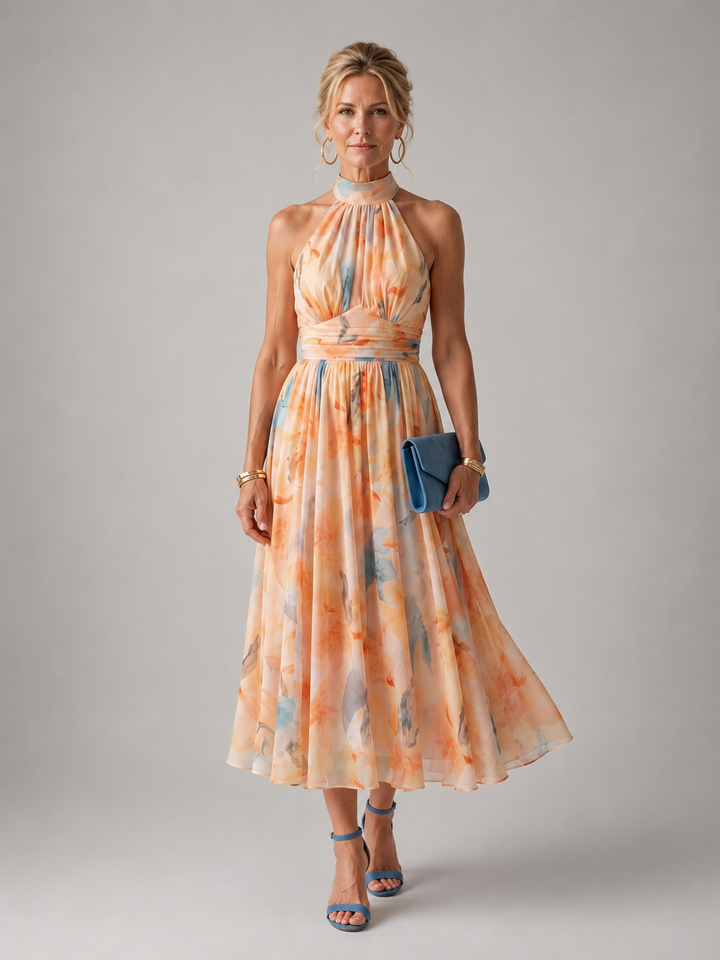 Antonia | Zachte halter-midijurk