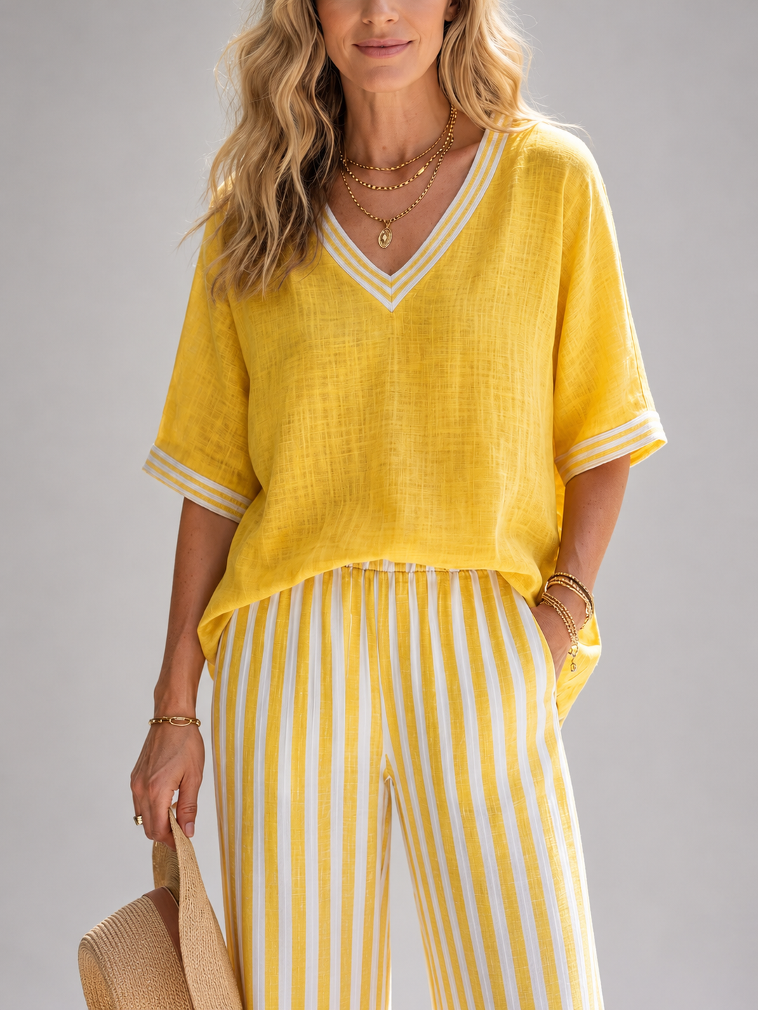Elara | Contrast-set met V-hals
