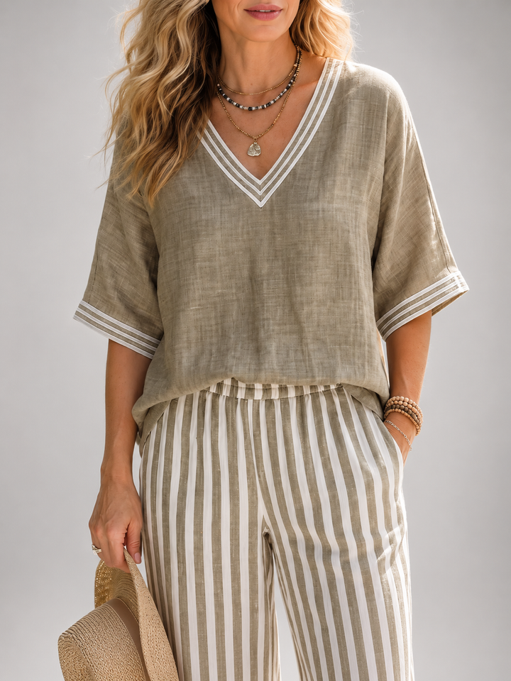 Elara | Contrast-set met V-hals