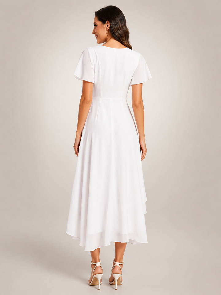 Reinhilde | Maxikleid mit asymmetrischem Saum und V-Ausschnitt