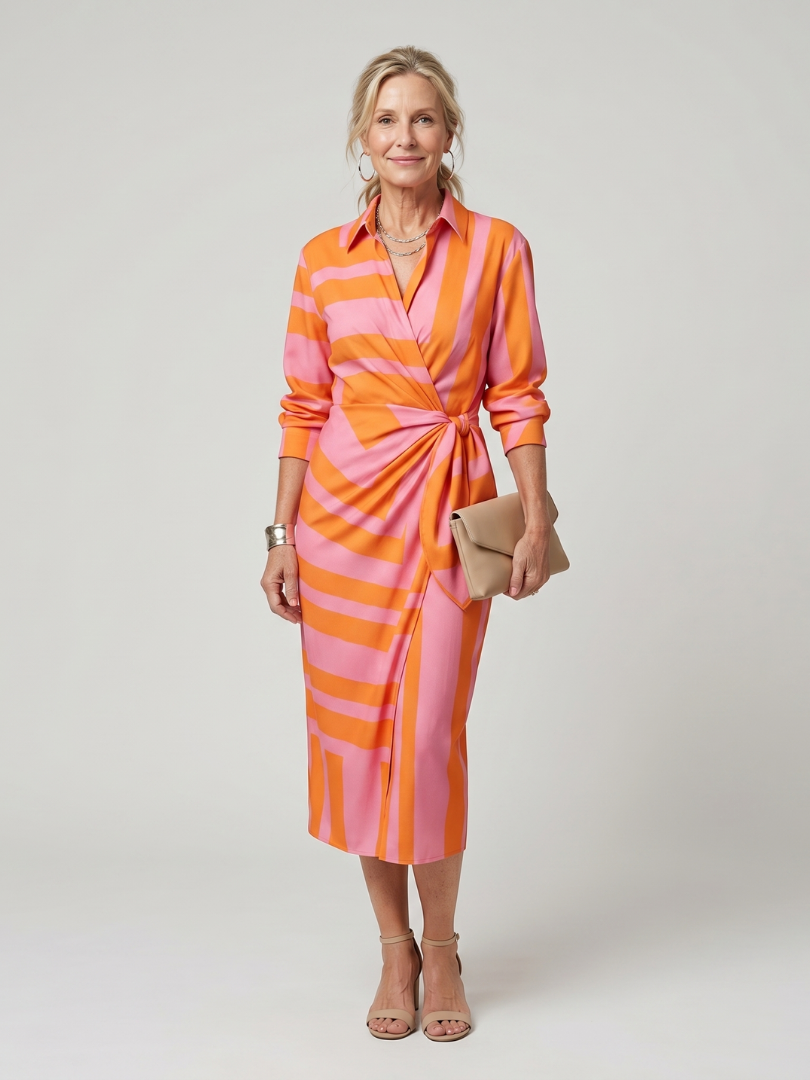 Nora Langärmeliges Wickelkleid – Ansicht 01