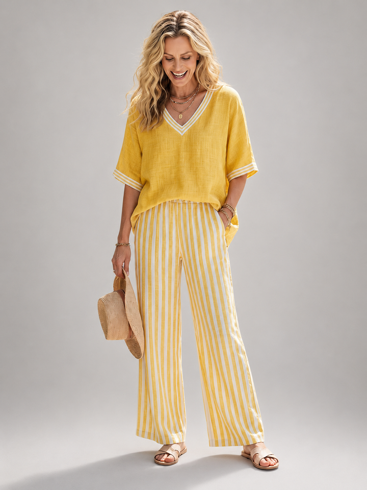 Elara | Contrast-set met V-hals