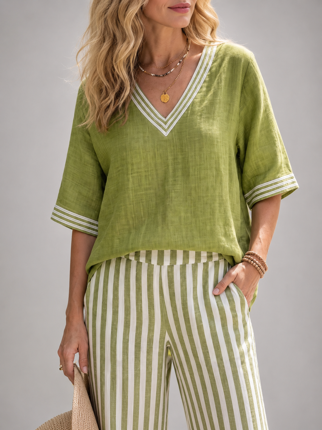 Elara | Contrast-set met V-hals