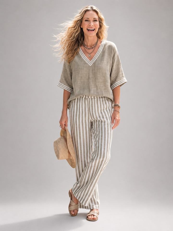 Elara | Contrast-set met V-hals