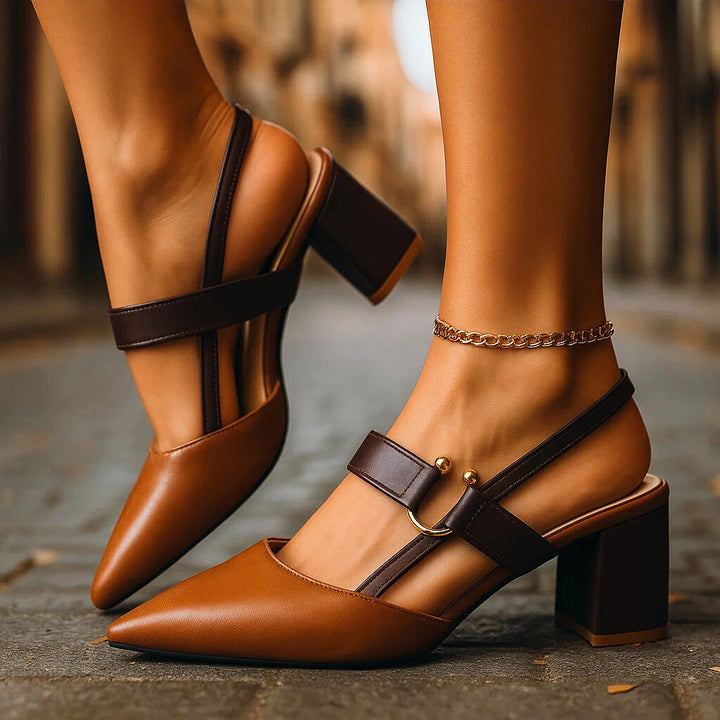 Helena | Spitze Slingback-Pumps mit Blockabsatz – Ansicht 02