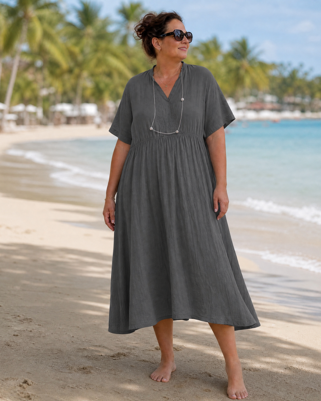 Helene Midikleid mit V-Ausschnitt