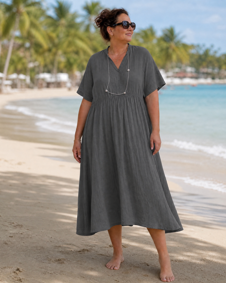 Helene Midikleid mit V-Ausschnitt