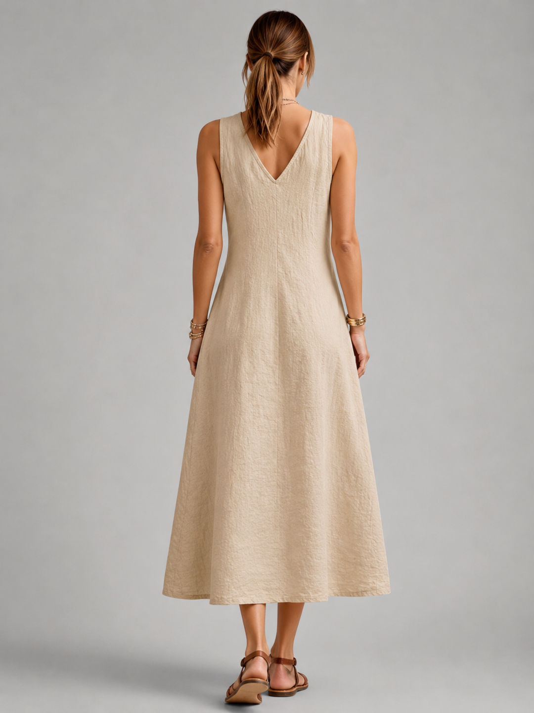 Greta | Leinen-Maxikleid mit Knopfleiste
