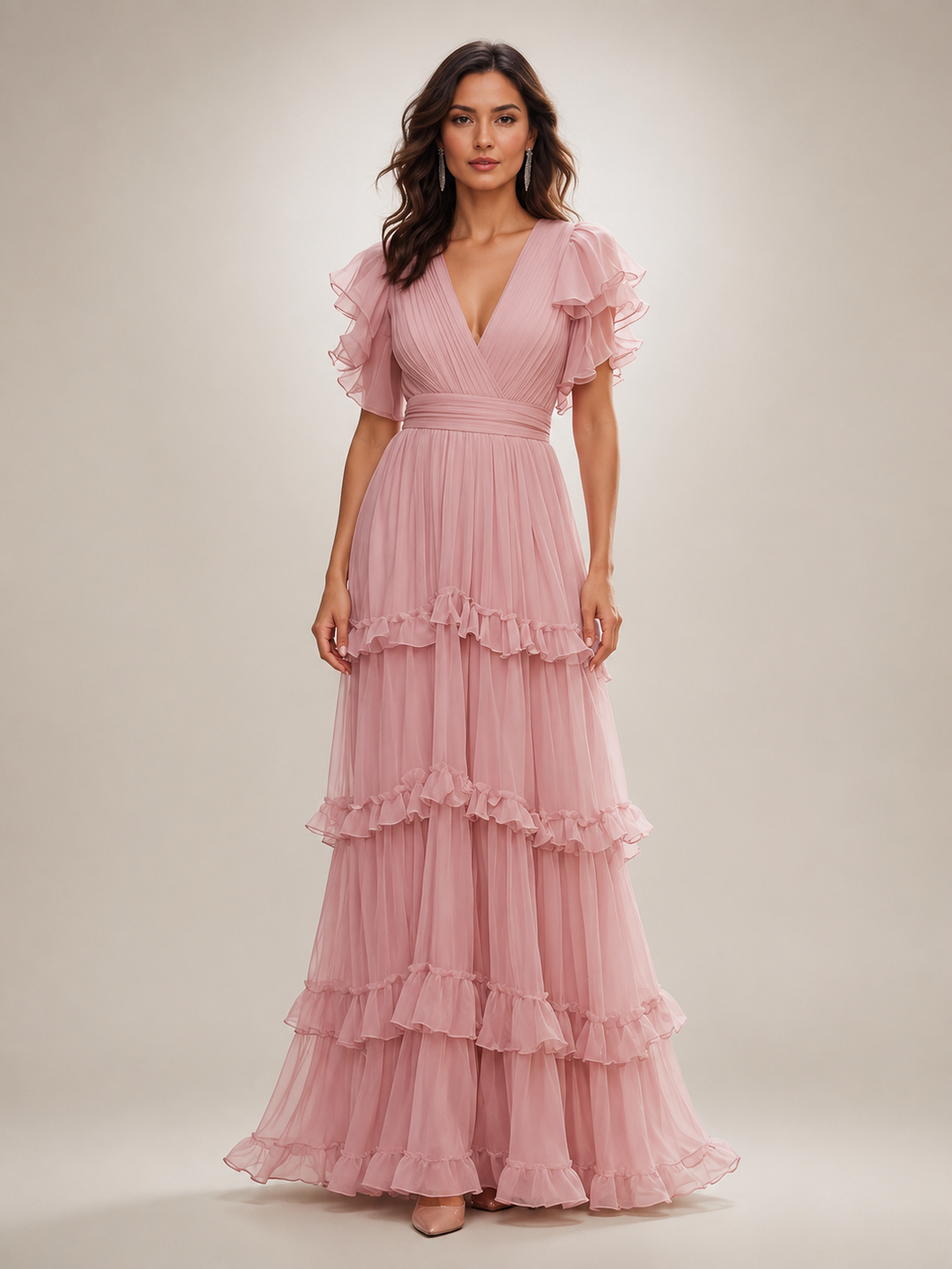 Agathe | Volant-Wickelkleid mit V-Ausschnitt