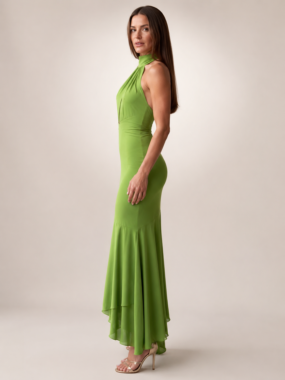 Vera | Drapiertes Midikleid mit Halterneck