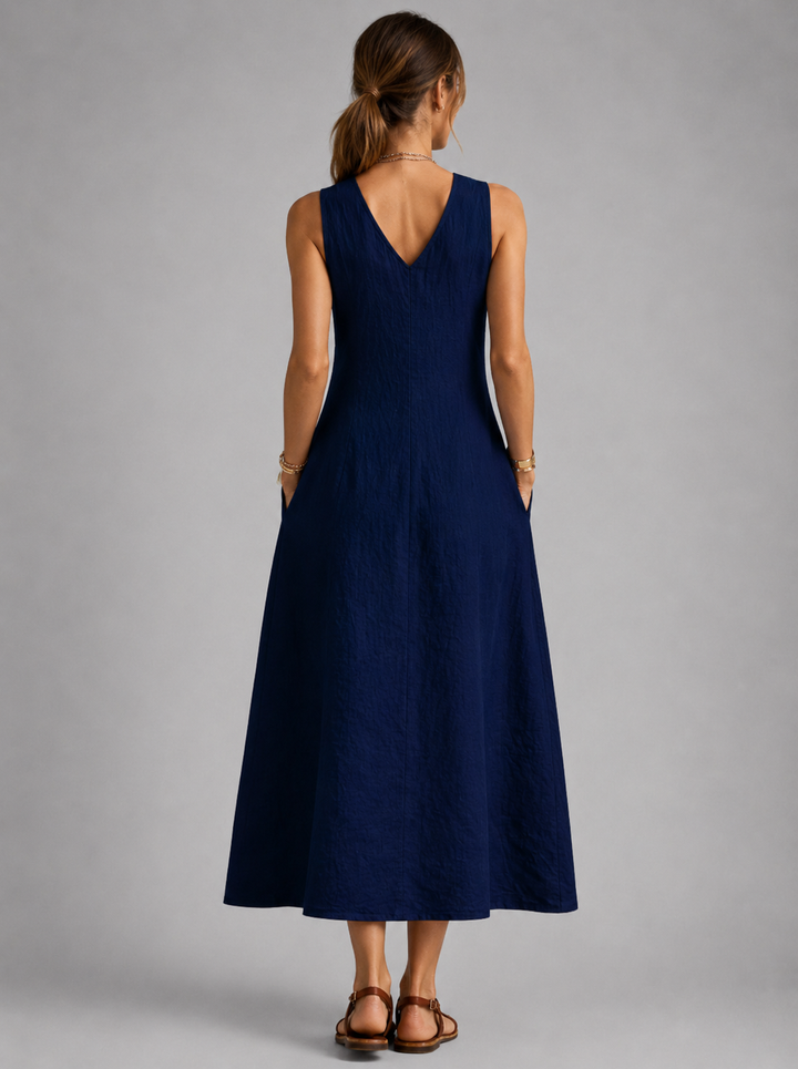 Greta | Leinen-Maxikleid mit Knopfleiste