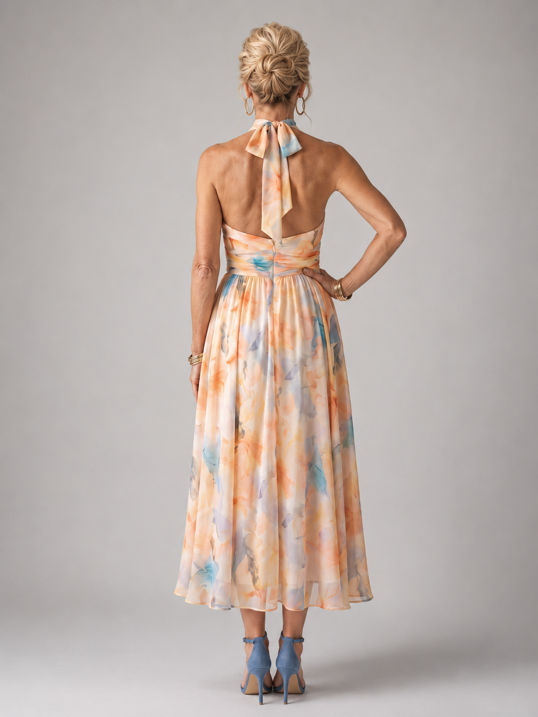 Antonia | Zachte halter-midijurk