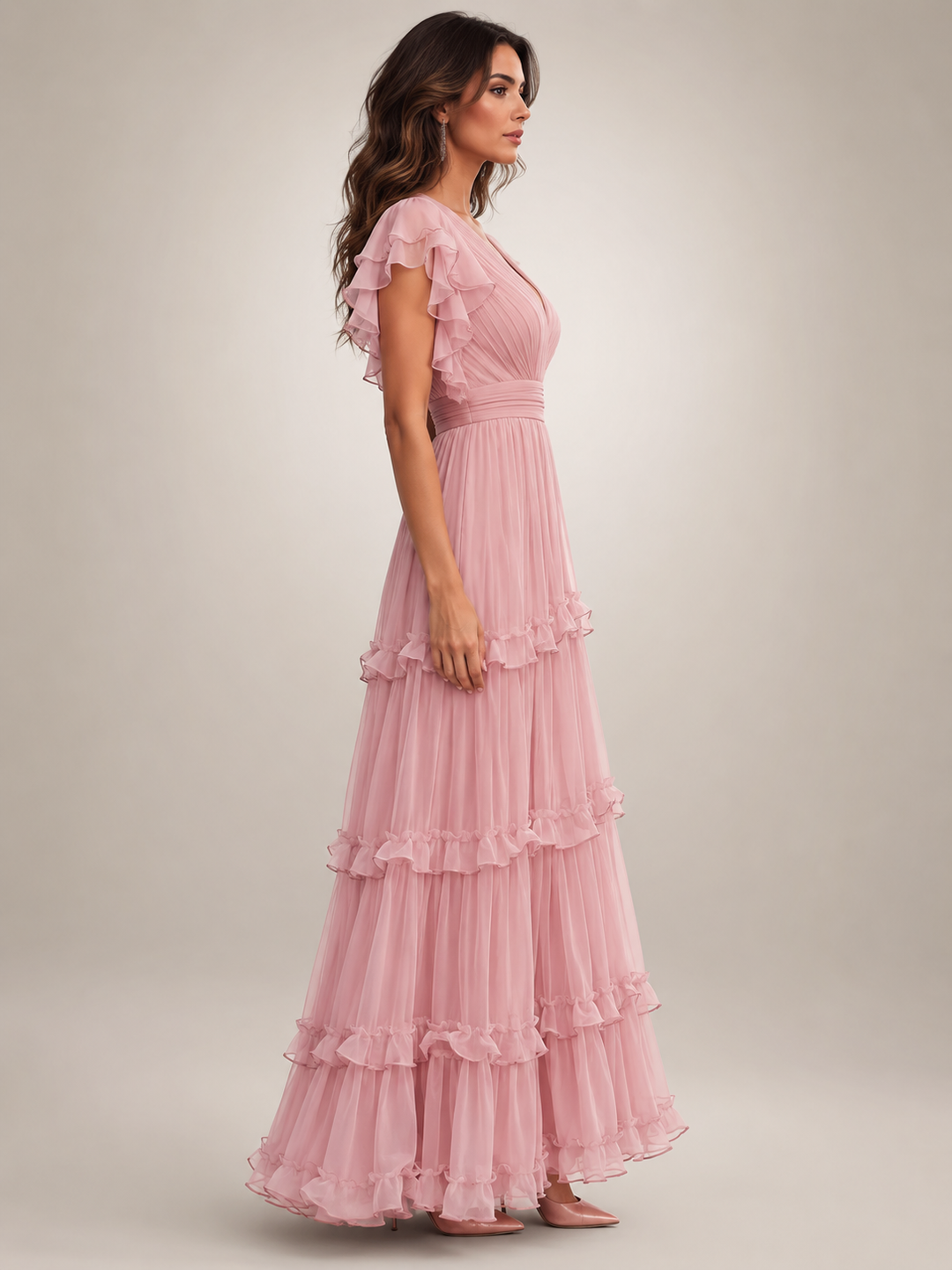 Agathe | Volant-Wickelkleid mit V-Ausschnitt