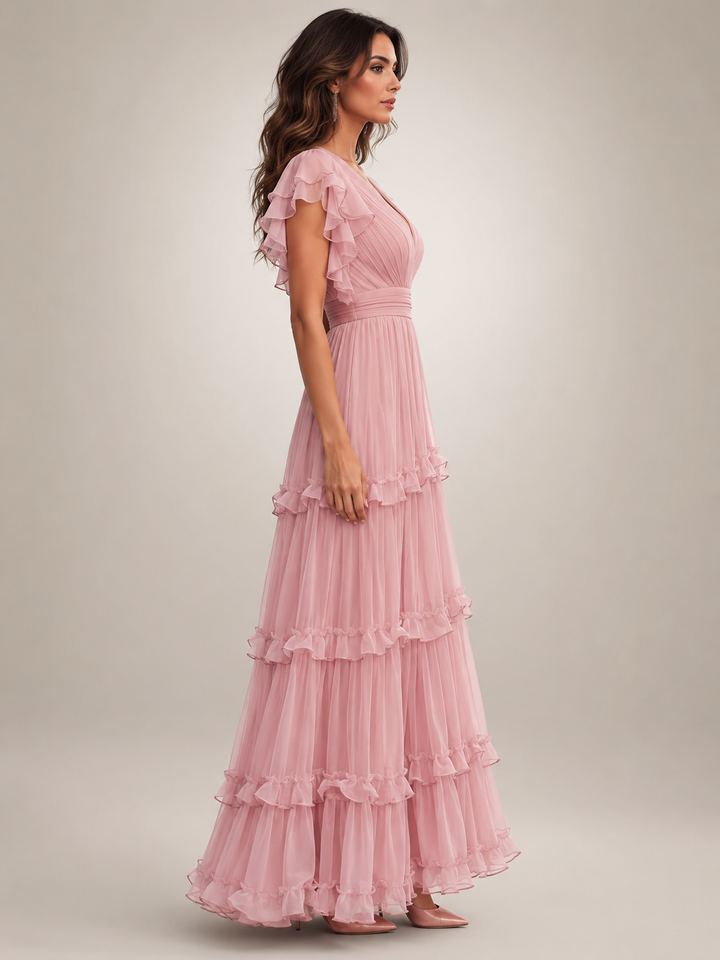 Agathe | Volant-Wickelkleid mit V-Ausschnitt