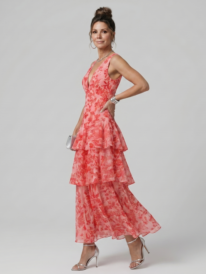 Ida Midikleid tiefer V-Ausschnitt – Ansicht 02