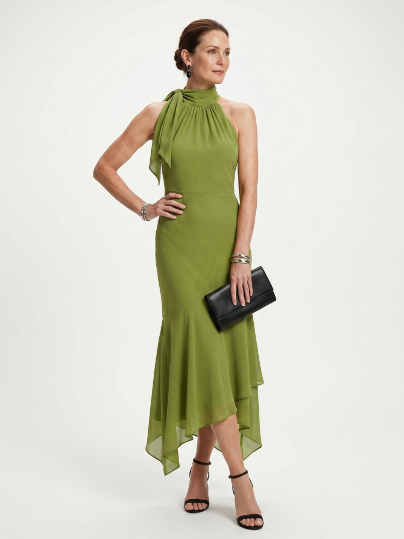 Vera Drapiertes Midikleid Halterneck – Ansicht 01