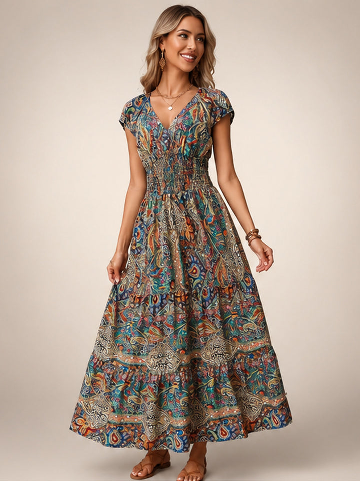 Ottilie | Boho-Maxikleid mit Paisley-Patchwork-Print