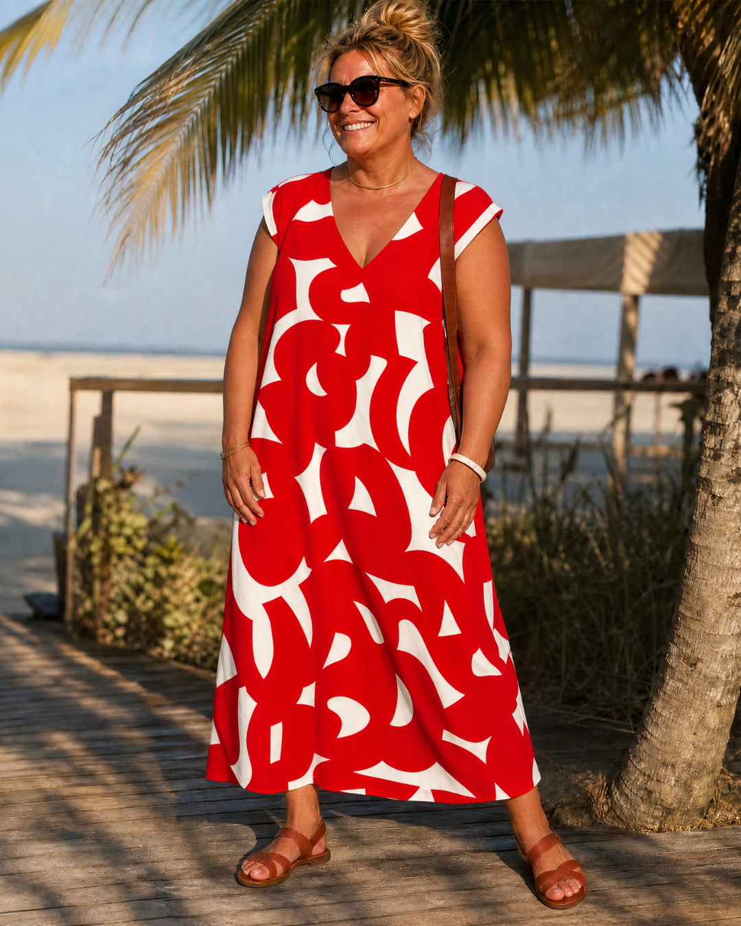 Emma | Gemustertes Midi-Kleid – Bild 4