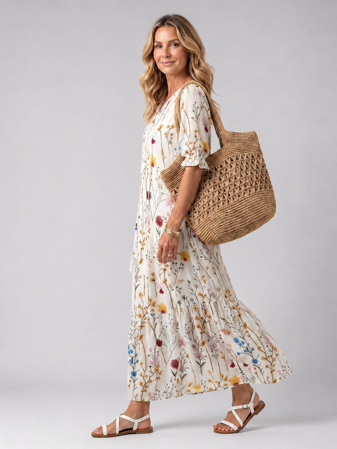 Manuela | Botanisches Midi-Kleid