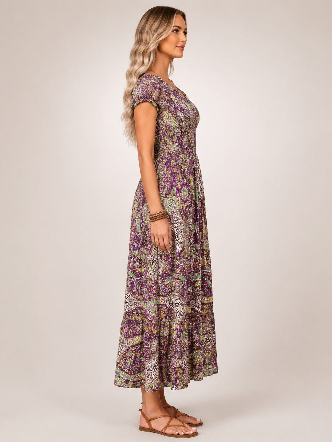 Ottilie | Boho-Maxikleid mit Paisley-Patchwork-Print