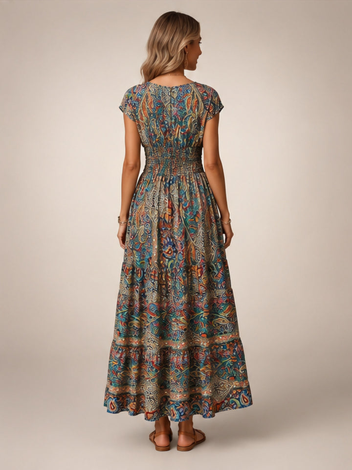 Ottilie | Boho-Maxikleid mit Paisley-Patchwork-Print