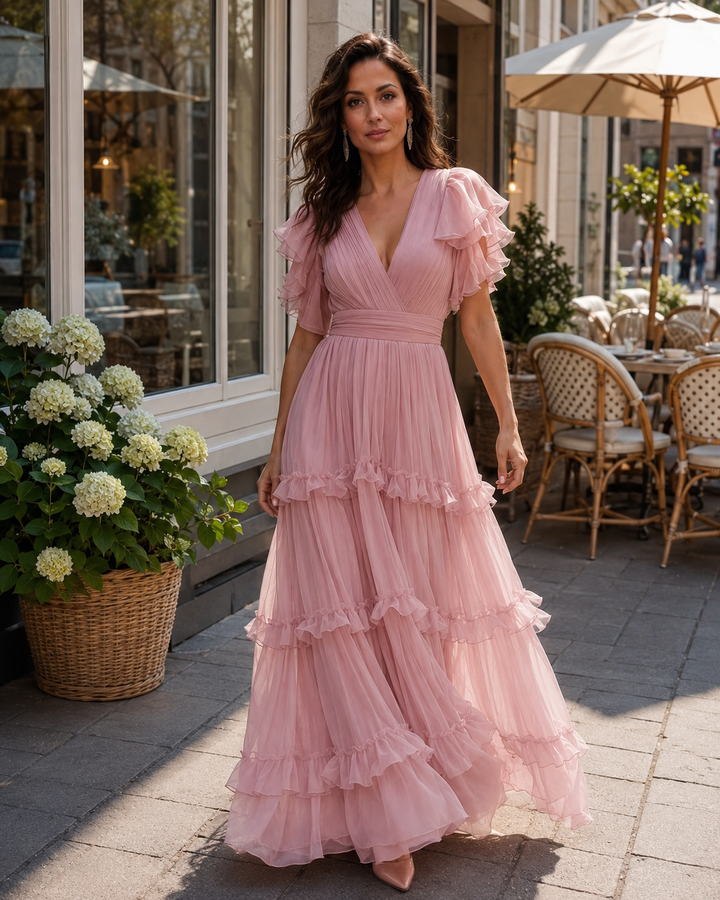 Agathe | Volant-Wickelkleid mit V-Ausschnitt
