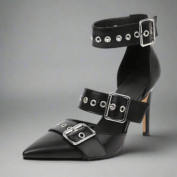 Konstanze | Spitze Stiletto-Pumps mit Schnallenriemen – Ansicht 10