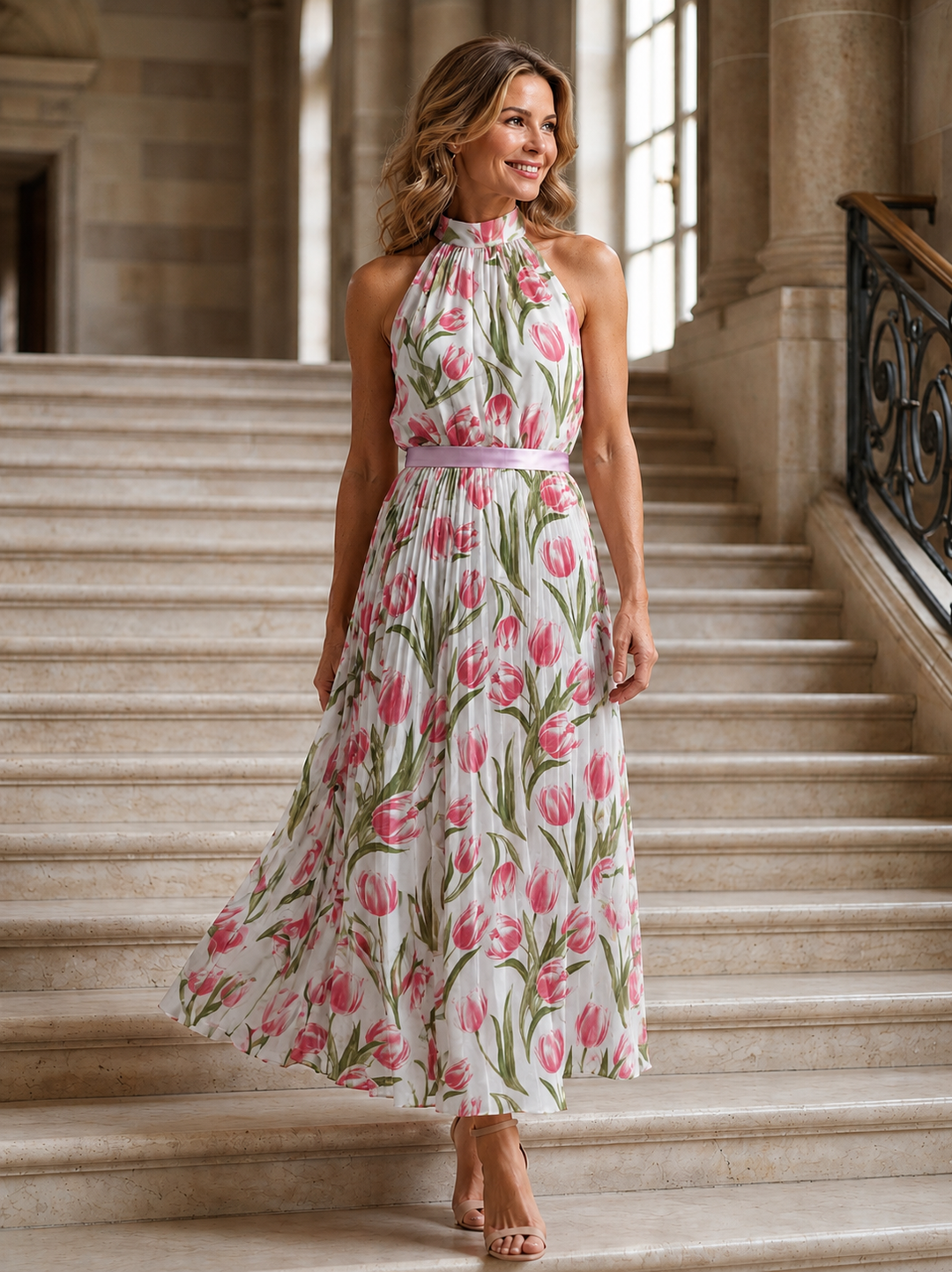 Jutta | Bloemen midi-jurk
