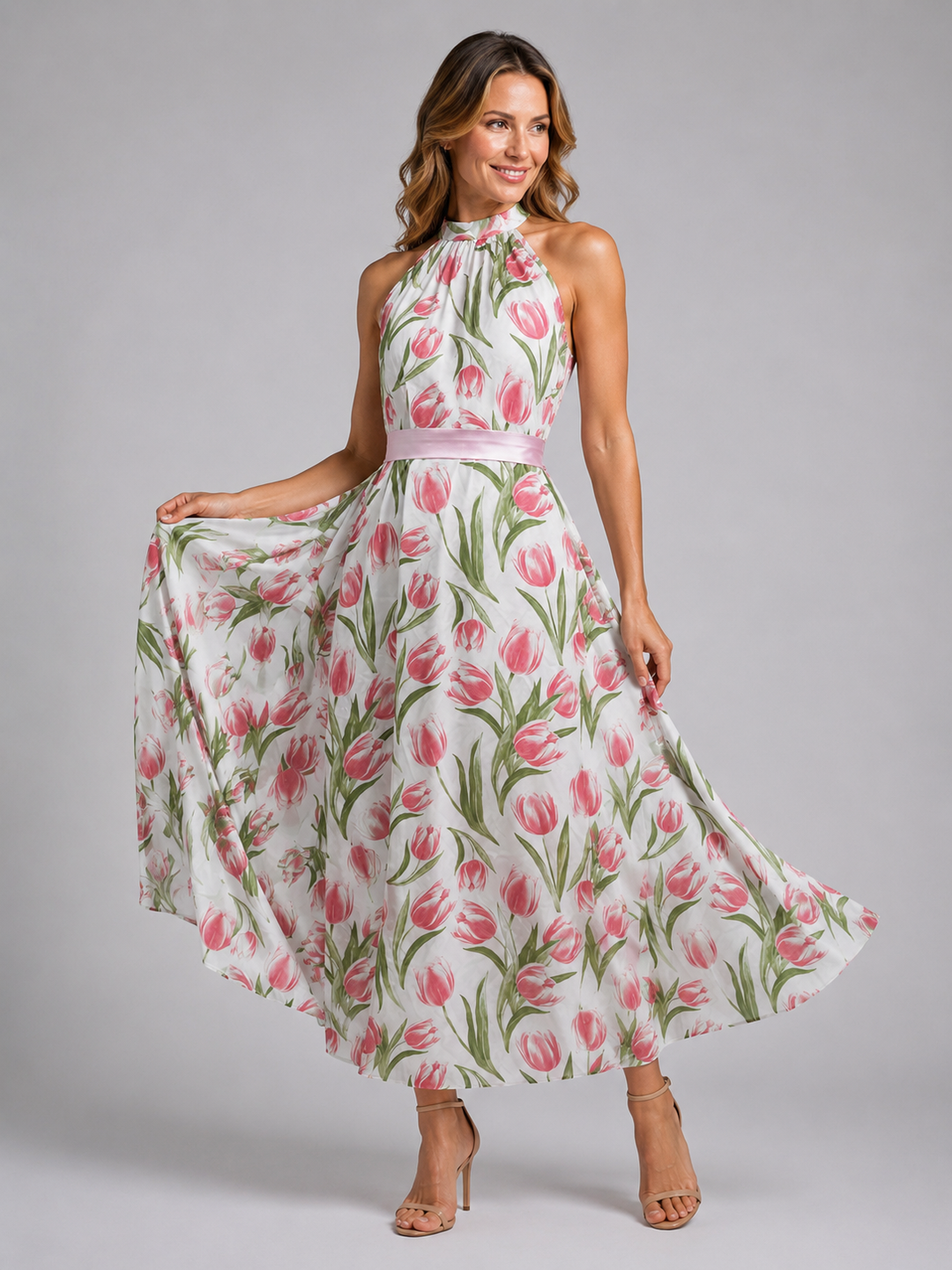 Jutta | Bloemen midi-jurk
