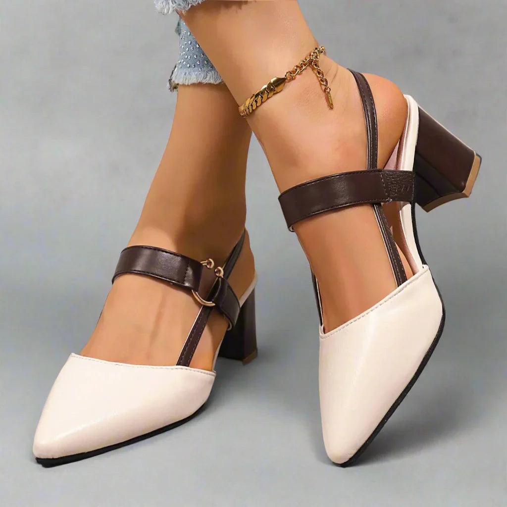 Helena | Spitze Slingback-Pumps mit Blockabsatz – Ansicht 10