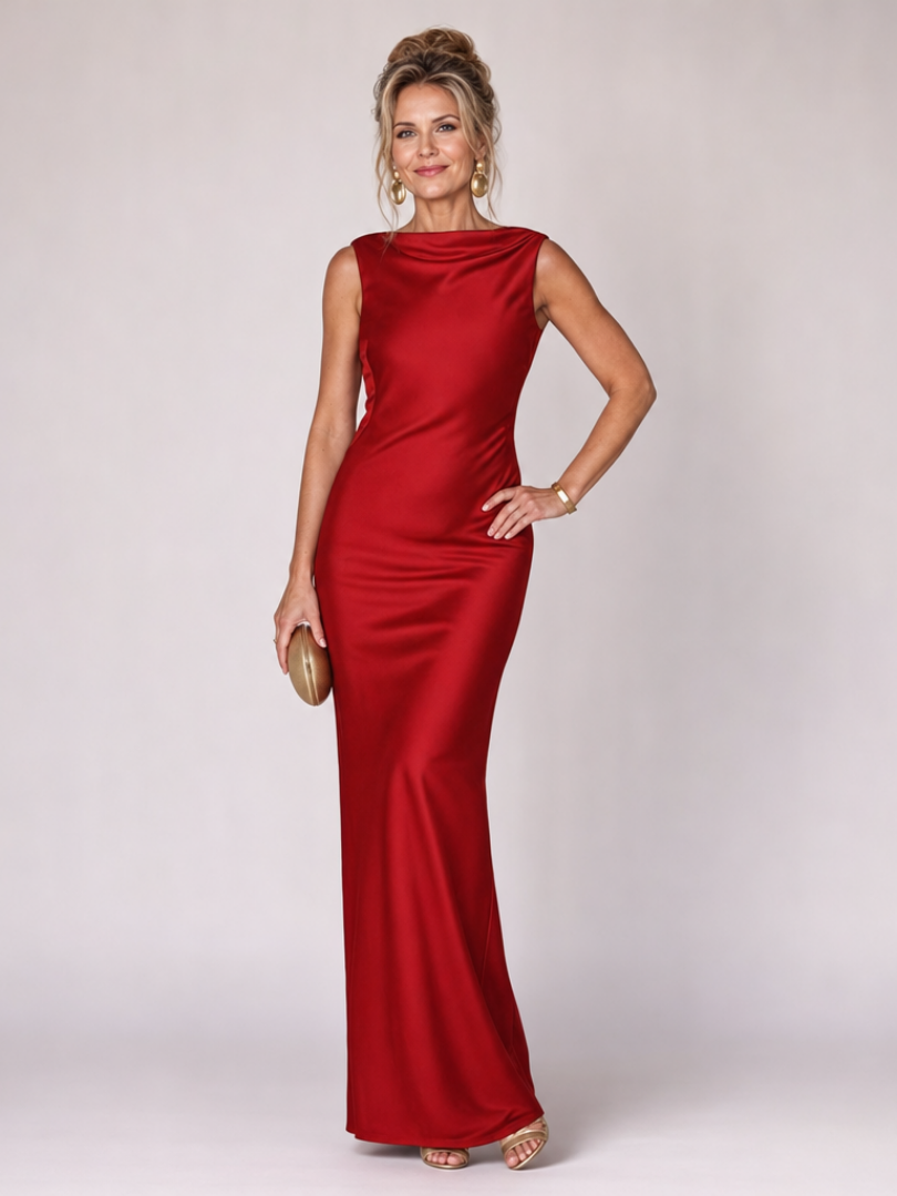 Beate | Figurbetontes Abendkleid mit U-Boot-Ausschnitt – Ansicht 01