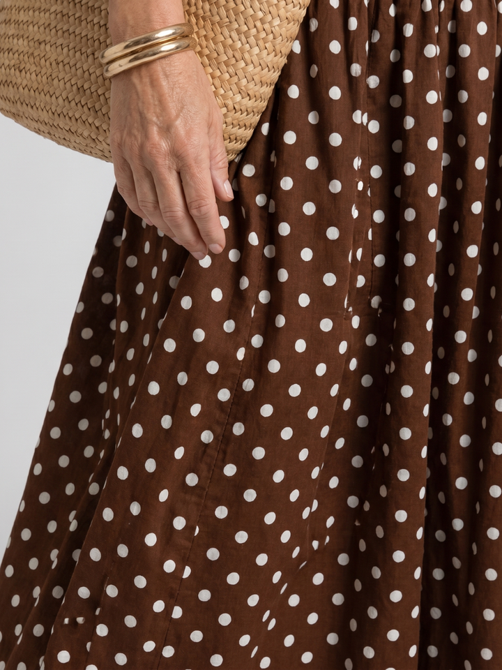 Carola | Trägerloses Maxikleid mit Punktemuster – Ansicht 05