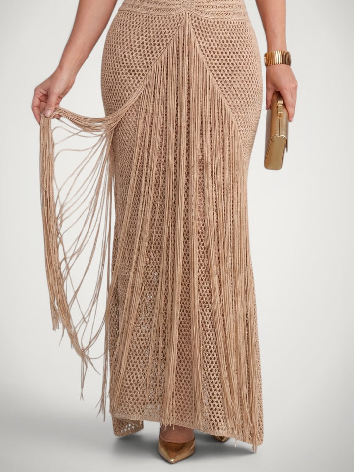 Charlotte | Halterneck-Maxikleid mit Häkeldetails